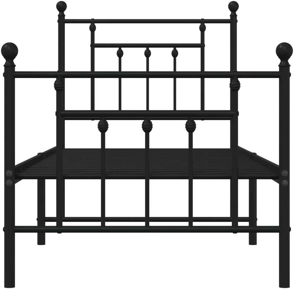 Lovos rėmas su galvūgaliu/kojūgaliu, juodas, 75x190cm, metalas