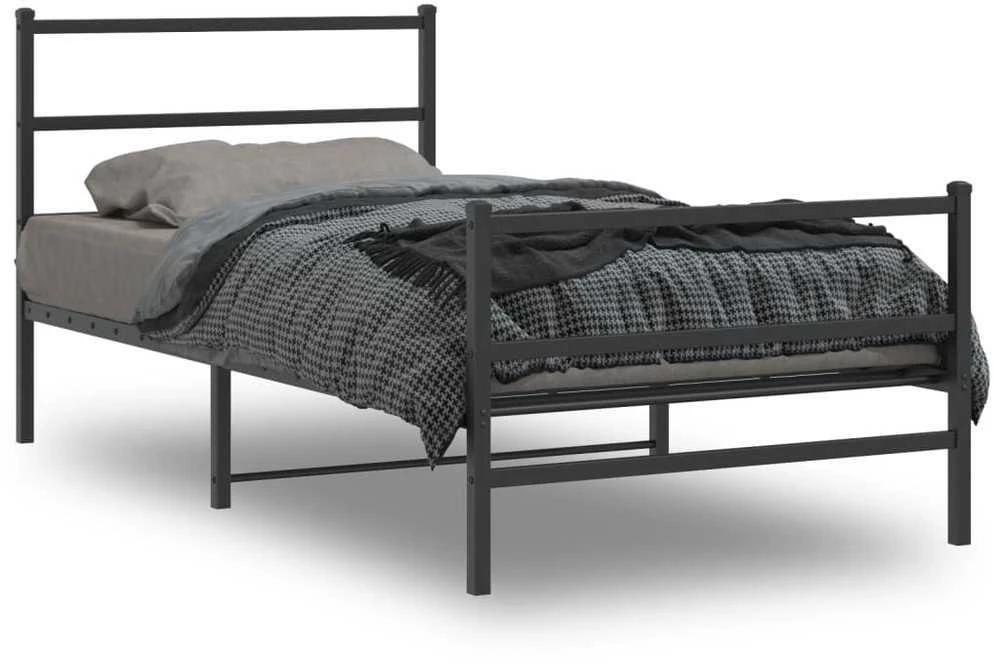 Lova Lovos rėmas su galvūgaliu/kojūgaliu, juodas, 100x190cm, metalas
