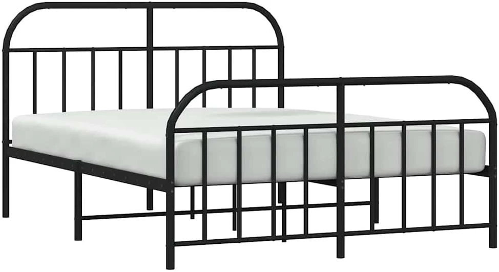 Lovos rėmas su galvūgaliu/kojūgaliu, juodas, 140x190cm, metalas