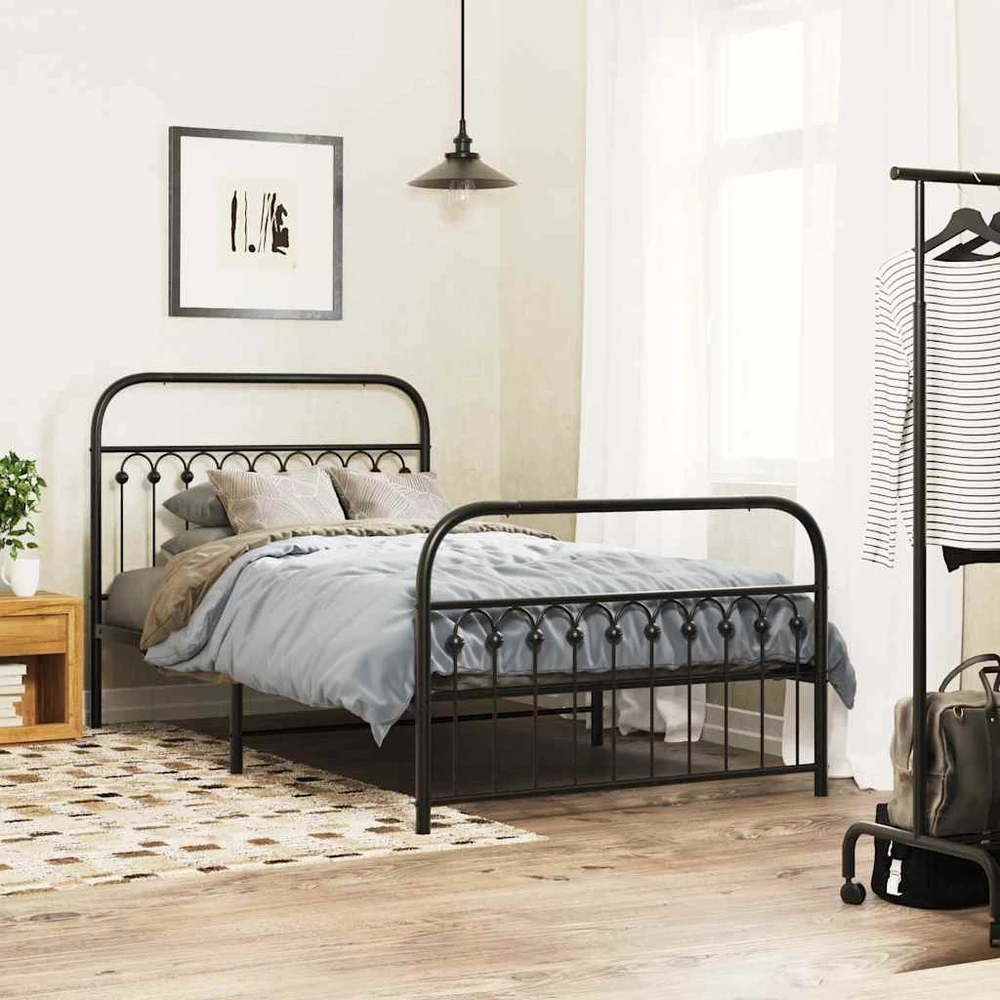 Lova Lovos rėmas su galvūgaliu/kojūgaliu, juodas, 107x203cm, metalas