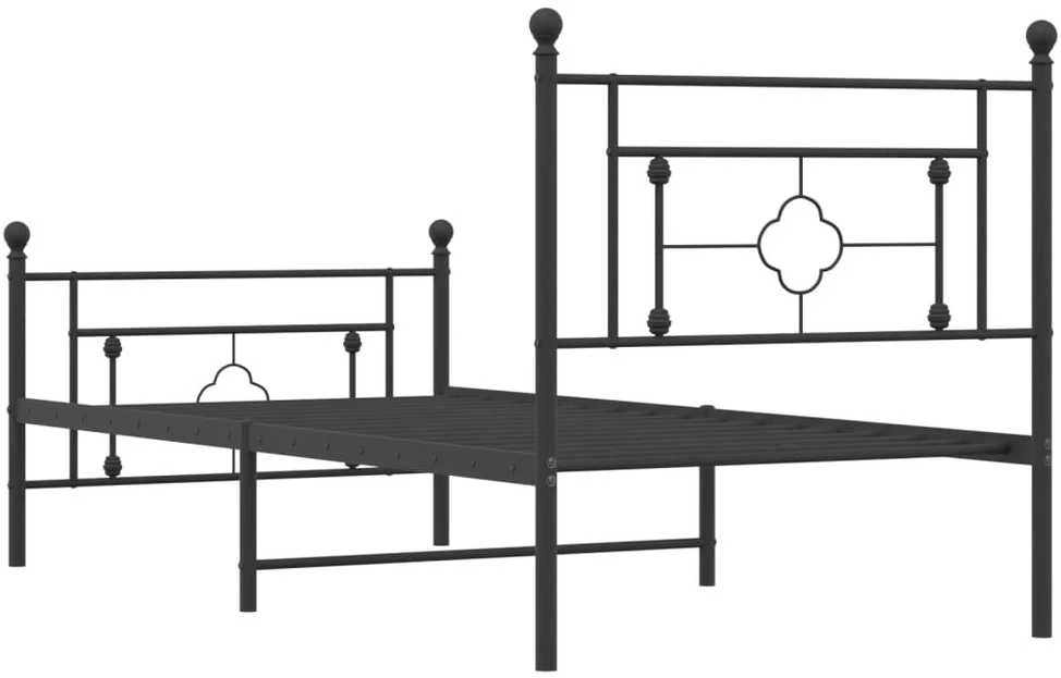 Lovos rėmas su galvūgaliu/kojūgaliu, juodas, 90x190cm, metalas