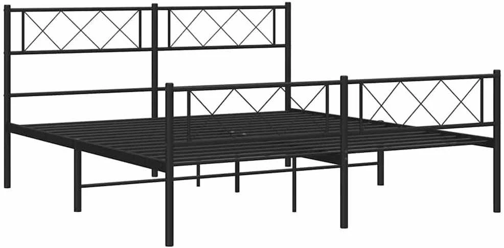 Lovos rėmas su galvūgaliu/kojūgaliu, juodas, 150x200cm, metalas
