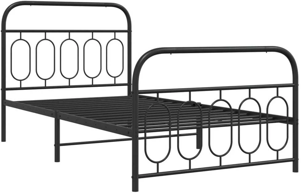 Lova Lovos rėmas su galvūgaliu/kojūgaliu, juodas, 107x203cm, metalas