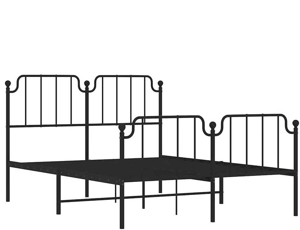 Lovos rėmas su galvūgaliu/kojūgaliu, juodas, 150x200cm, metalas