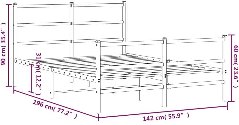 Lova Lovos rėmas su galvūgaliu/kojūgaliu, juodas, 135x190cm, metalas