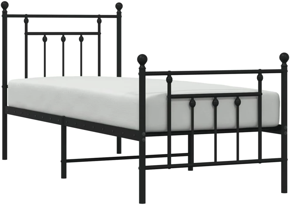 Lovos rėmas su galvūgaliu/kojūgaliu, juodas, 75x190cm, metalas