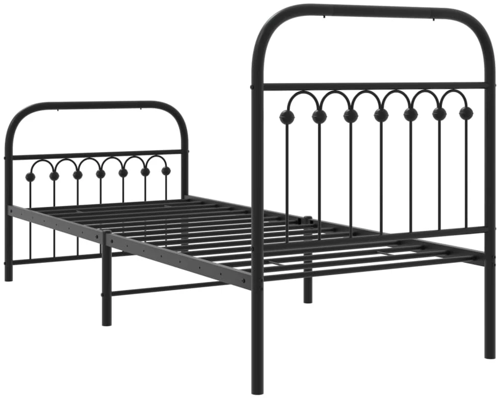 Lovos rėmas su galvūgaliu/kojūgaliu, juodas, 75x190cm, metalas