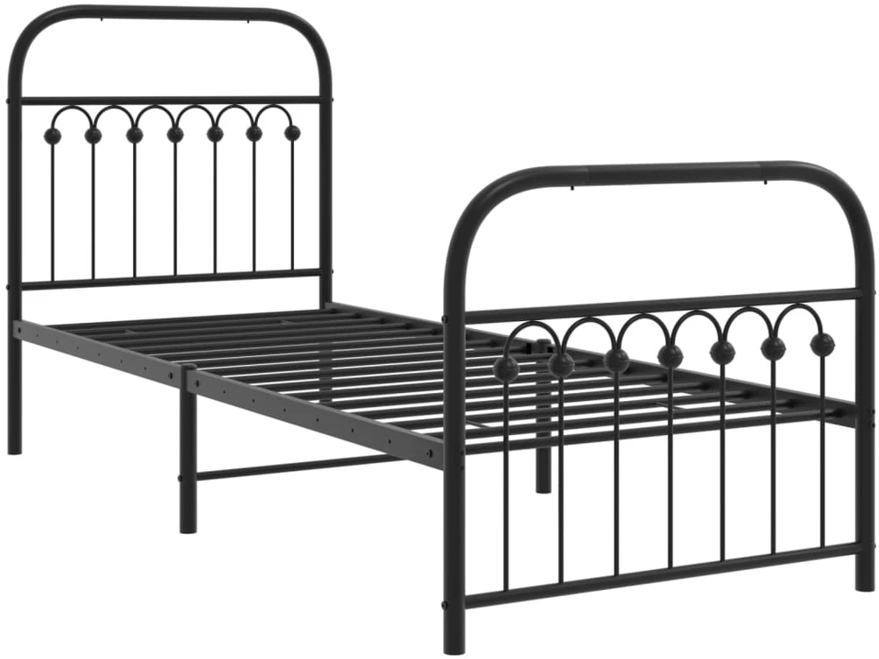 Lovos rėmas su galvūgaliu/kojūgaliu, juodas, 75x190cm, metalas