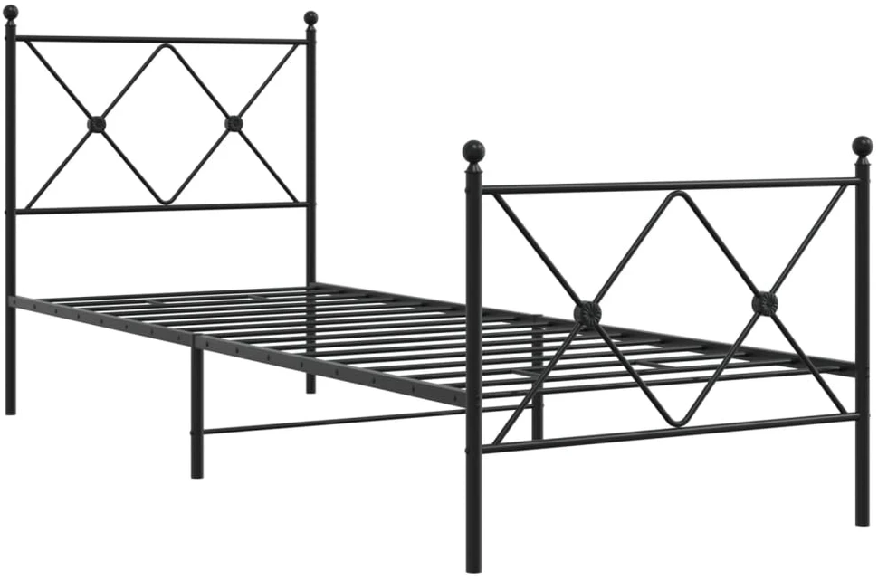 Lovos rėmas su galvūgaliu/kojūgaliu, juodas, 75x190cm, metalas