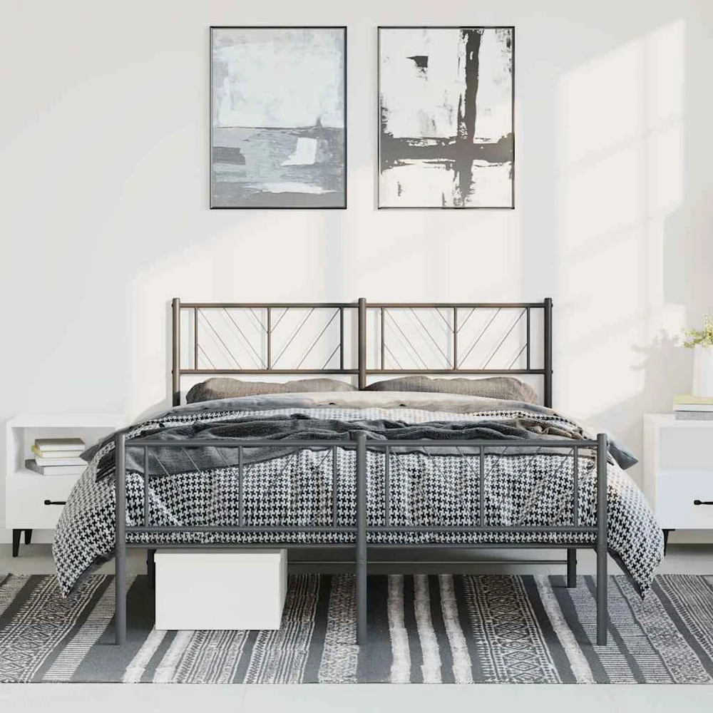 Lova Lovos rėmas su galvūgaliu/kojūgaliu, juodas, 135x190cm, metalas