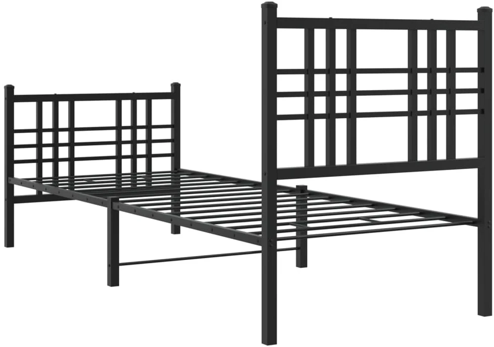 Lovos rėmas su galvūgaliu/kojūgaliu, juodas, 75x190cm, metalas