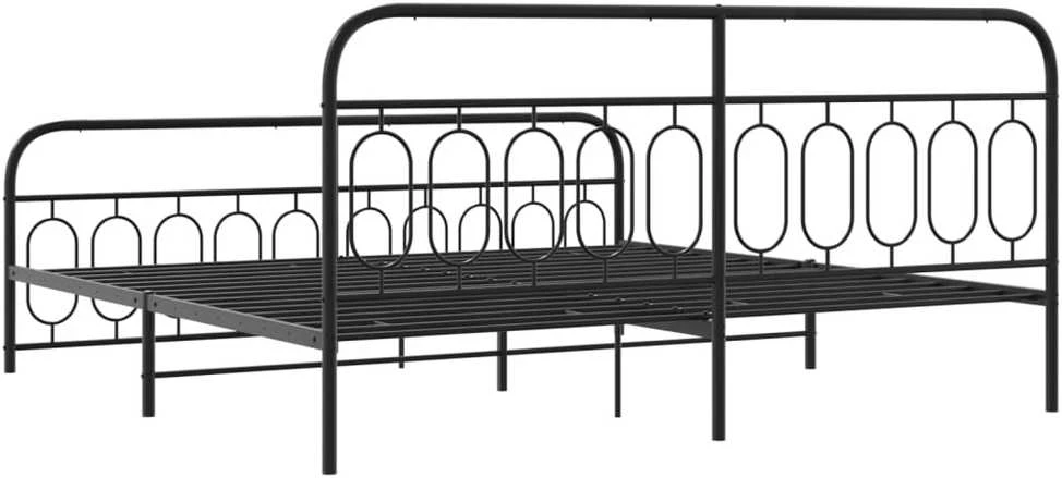 Lovos rėmas su galvūgaliu/kojūgaliu, juodas, 200x200cm, metalas