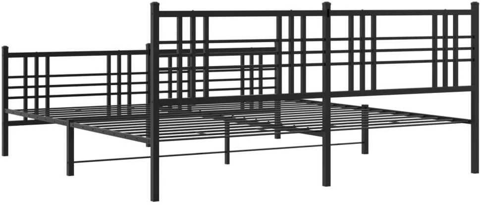 Lovos rėmas su galvūgaliu/kojūgaliu, juodas, 200x200cm, metalas