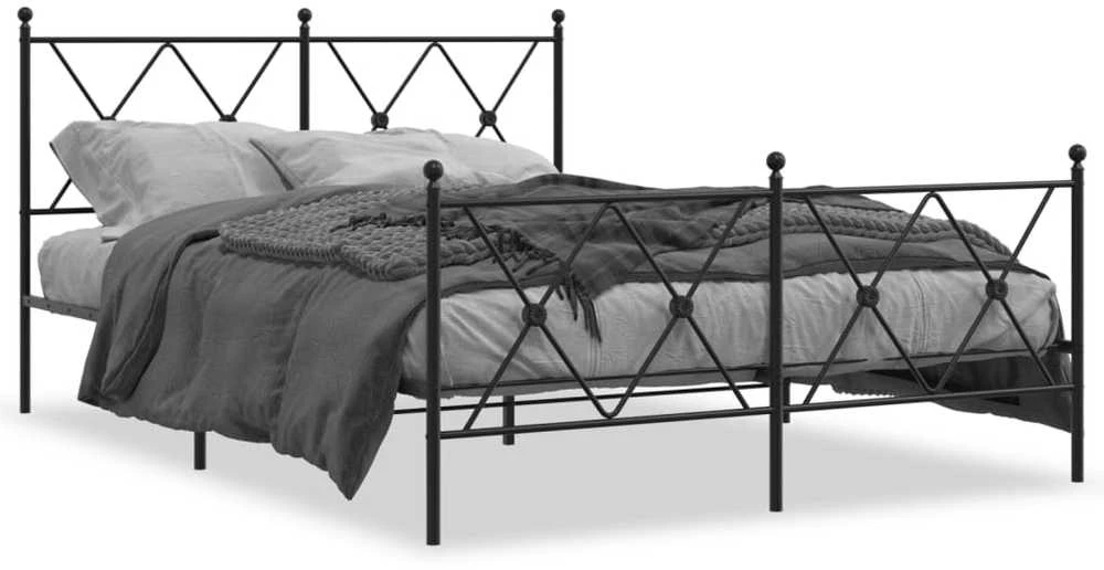 Lovos rėmas su galvūgaliu/kojūgaliu, juodas, 140x190cm, metalas