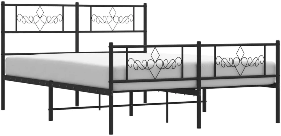 Lovos rėmas su galvūgaliu/kojūgaliu, juodas, 120x190cm, metalas
