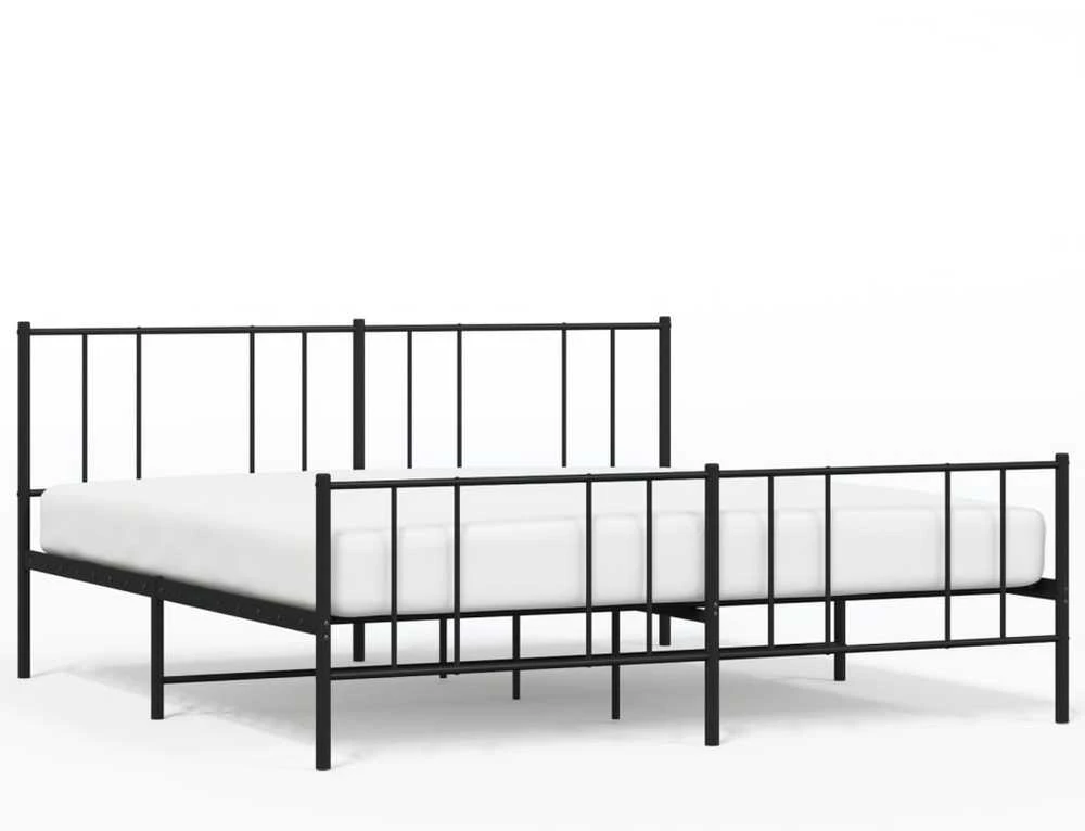Lovos rėmas su galvūgaliu/kojūgaliu, juodas, 200x200cm, metalas