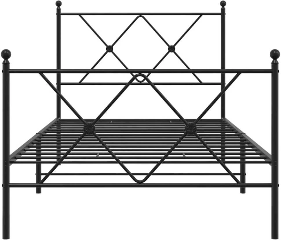 Lovos rėmas su galvūgaliu/kojūgaliu, juodas, 90x190cm, metalas