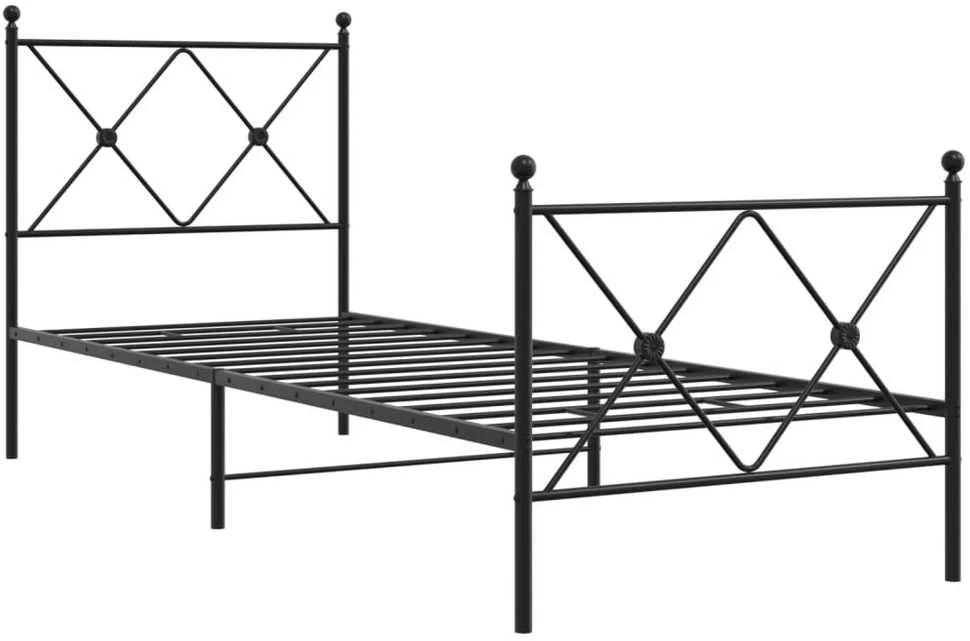 Lovos rėmas su galvūgaliu/kojūgaliu, juodas, 75x190cm, metalas