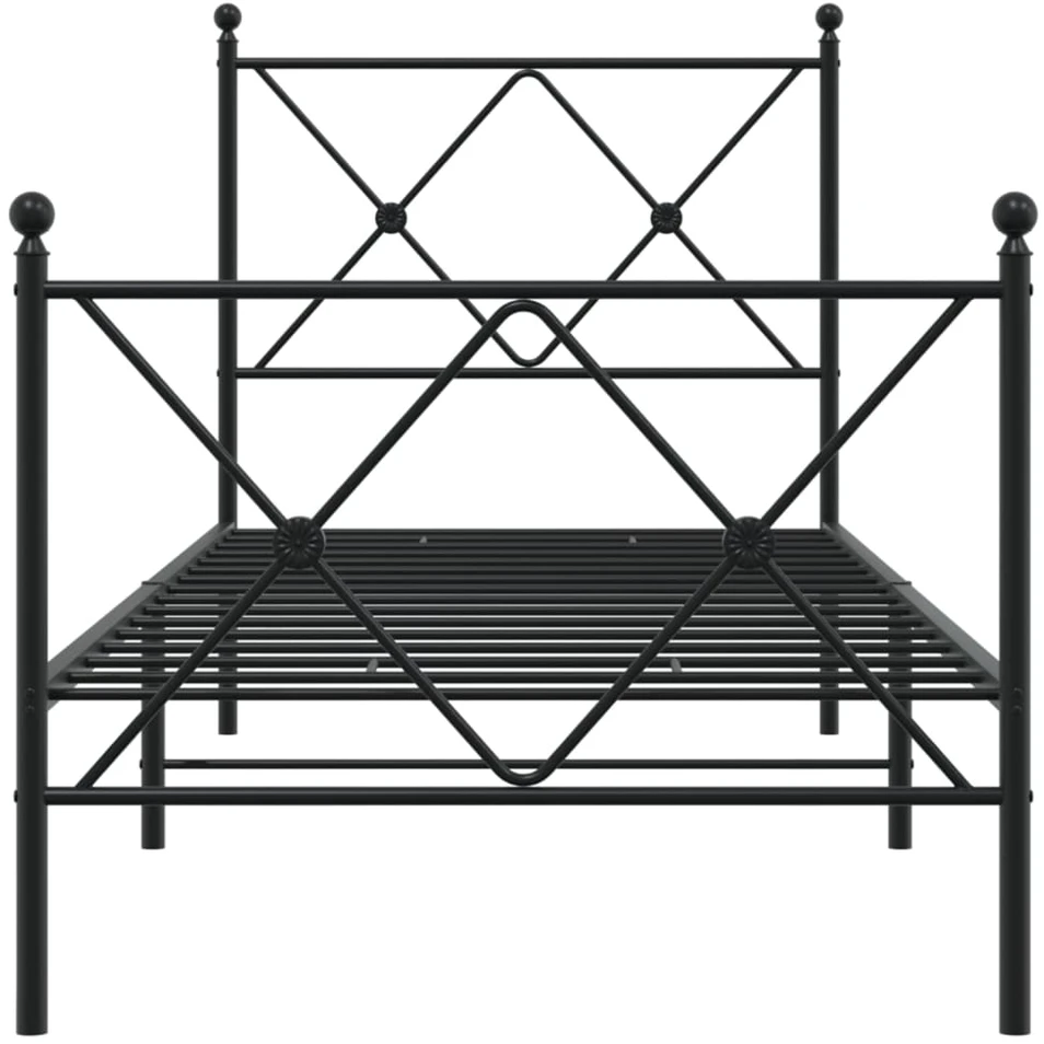 Lovos rėmas su galvūgaliu/kojūgaliu, juodas, 75x190cm, metalas