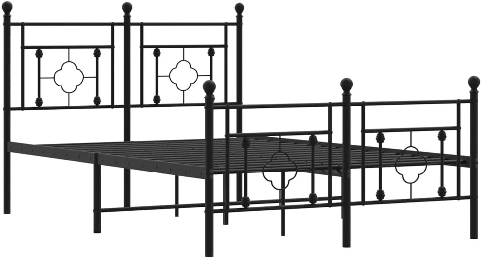 Lovos rėmas su galvūgaliu/kojūgaliu, juodas, 120x190cm, metalas
