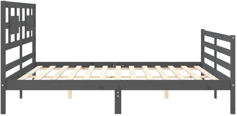 Lovos rėmas su galvūgaliu, pilkas, 200x200cm, medienos masyvas