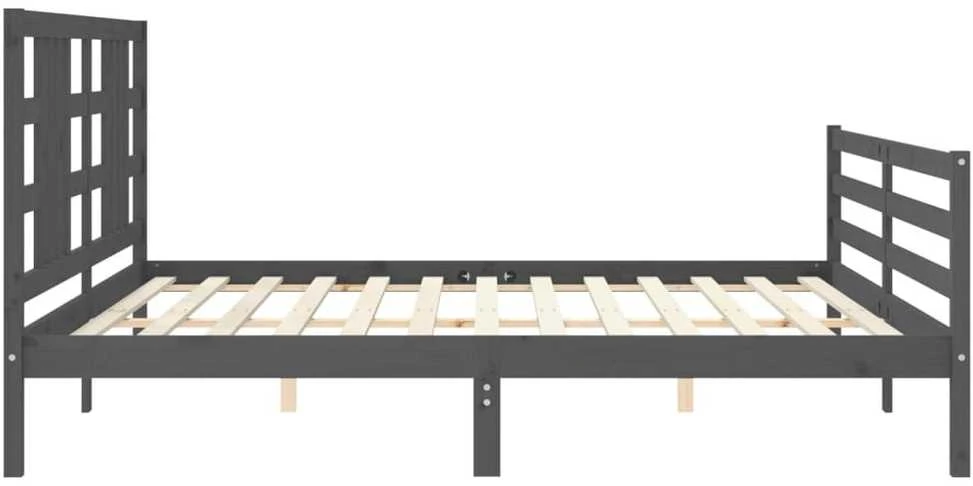 Lovos rėmas su galvūgaliu, pilkas, 200x200cm, medienos masyvas