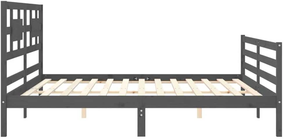Lovos rėmas su galvūgaliu, pilkas, 200x200cm, medienos masyvas