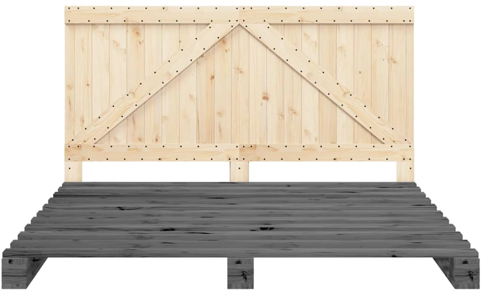 Lovos rėmas su galvūgaliu, pilkas, 200x200cm, pušies masyvas