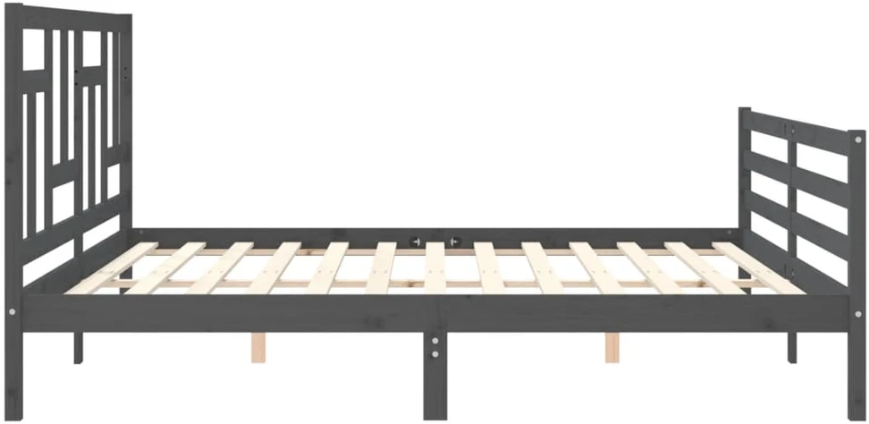 Lovos rėmas su galvūgaliu, pilkas, 200x200cm, medienos masyvas