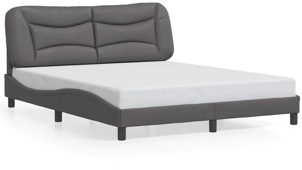 Lovos rėmas su galvūgaliu, pilkos, 160x200cm, dirbtinė oda