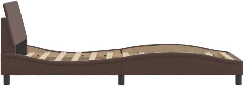 Lovos rėmas su galvūgaliu, rudas, 80x200cm, dirbtinė oda