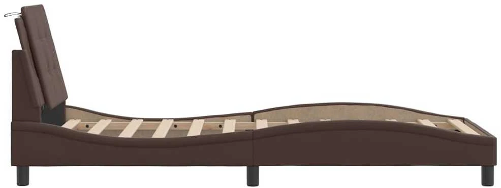Lovos rėmas su galvūgaliu, rudas, 80x200cm, dirbtinė oda