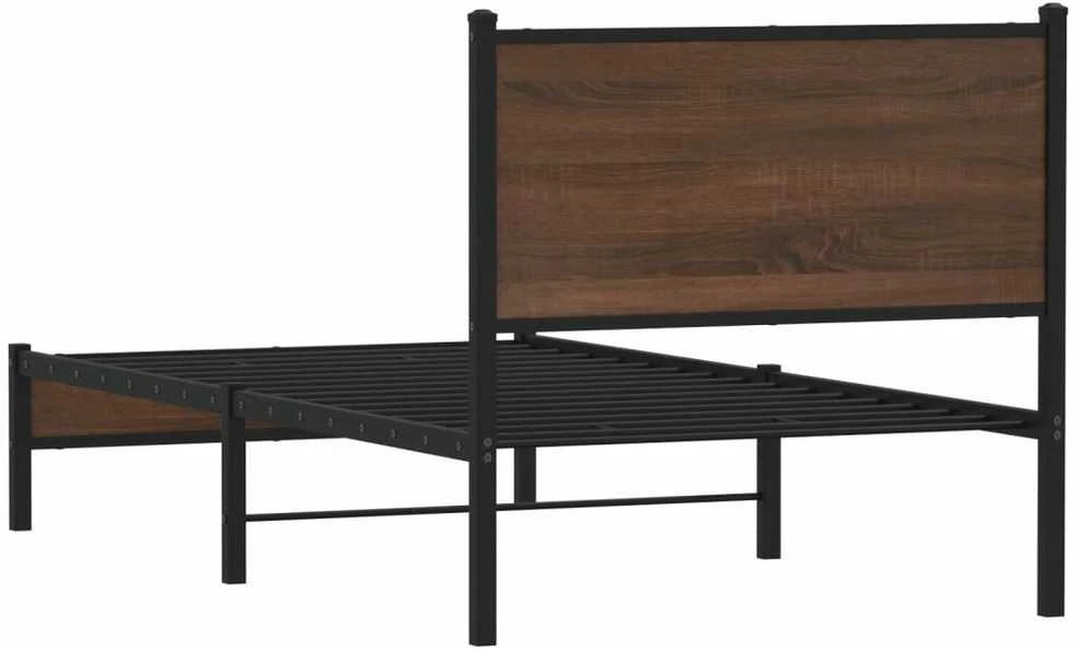 Lovos rėmas su galvūgaliu, rudas ąžuolo, 75x190cm, metalas