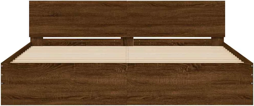 Lovos rėmas su galvūgaliu, rudos ąžuolo spalvos, 200x200cm