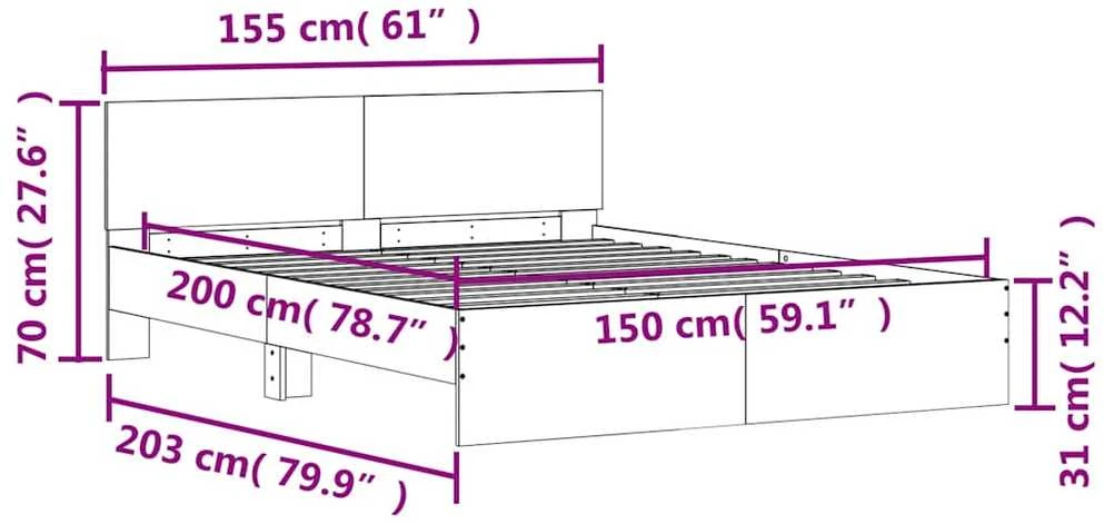 Lovos rėmas su galvūgaliu, sonoma ąžuolo spalvos, 150x200cm