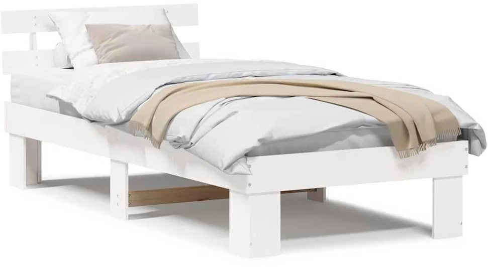 Lovos rėmas Balta 90 x 190 cm Kietos pušies mediena