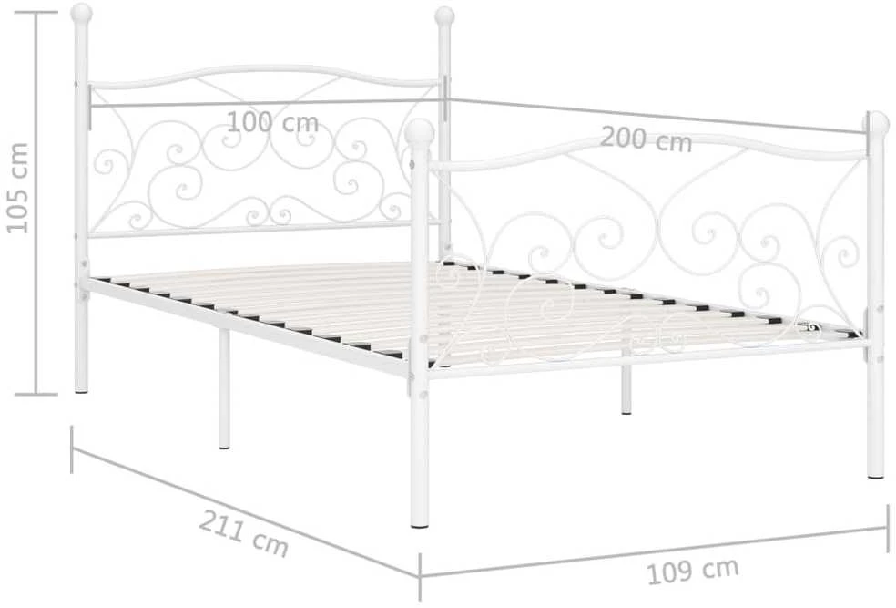 Lovos rėmas su grotelių pagrindu, baltas, 100x200cm, metalas
