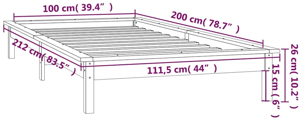 Lovos rėmas su LED, 100x200cm, medienos masyvas