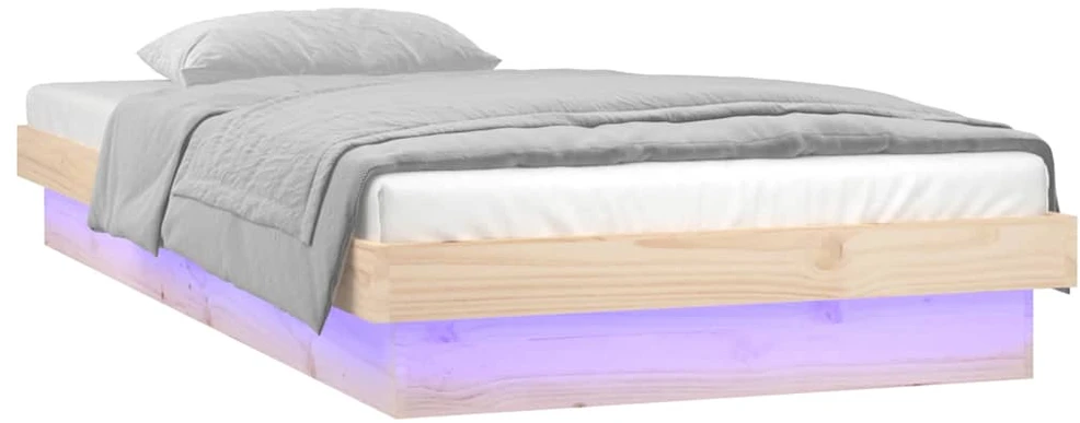 Lovos rėmas su LED, 75x190cm, medienos masyvas, vienvietis