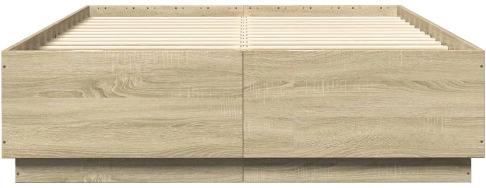 Lovos rėmas su LED, ąžuolo, 150x200cm, apdirbta mediena