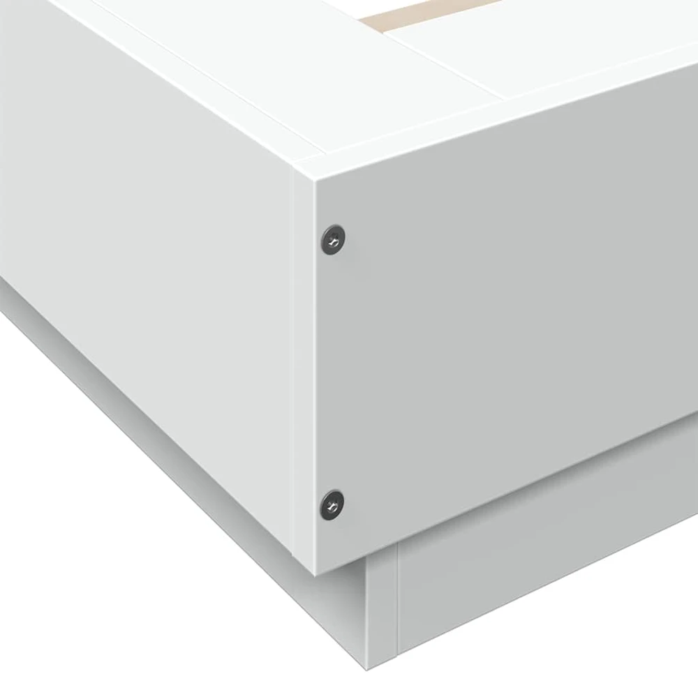 Lovos rėmas su LED, baltas, 100x200cm, apdirbta mediena