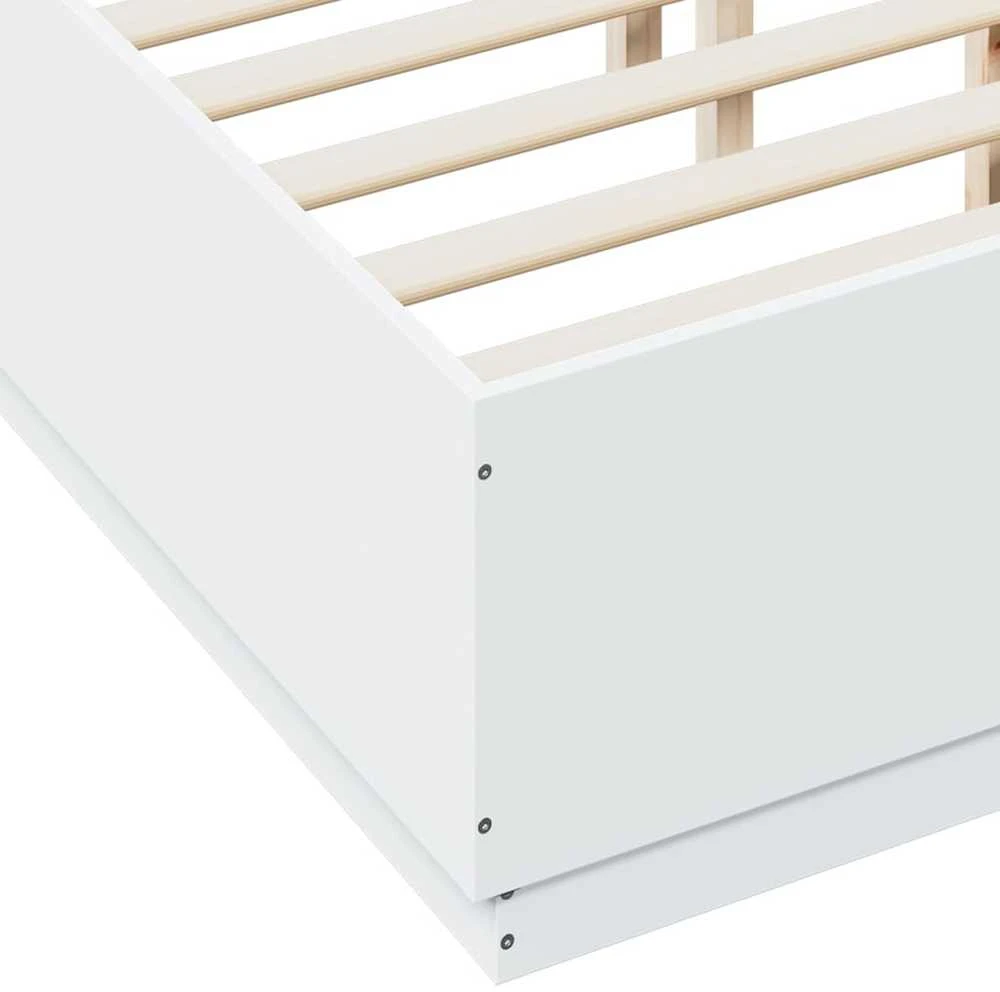 Lova Lovos rėmas su LED, baltas, 135x190cm, apdirbta mediena