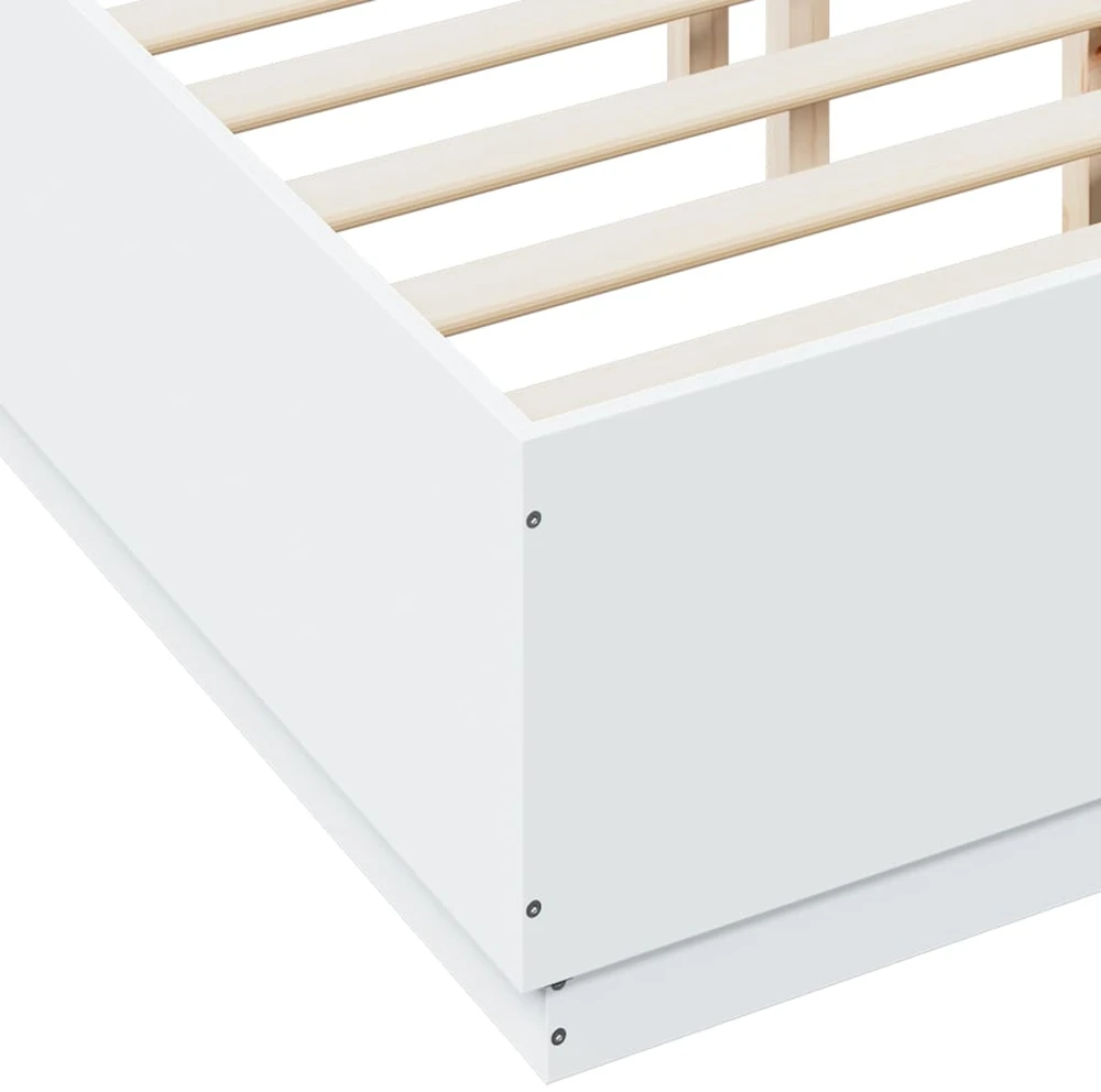 Lova Lovos rėmas su LED, baltas, 135x190cm, apdirbta mediena