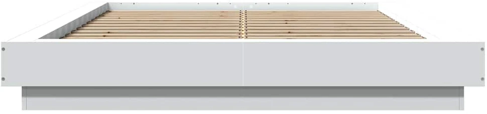 Lovos rėmas su LED, baltas, 140x200cm, apdirbta mediena