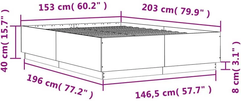 Lovos rėmas su LED, baltas, 150x200cm, apdirbta mediena