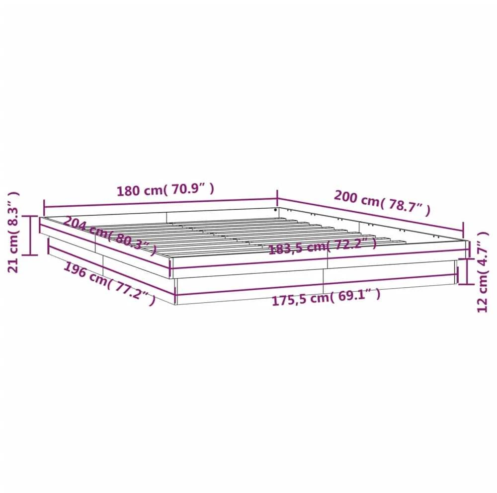 Lovos rėmas su LED, baltas, 180x200cm, mediena, itin didelis