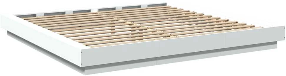 Lovos rėmas su LED, baltas, 200x200cm, apdirbta mediena