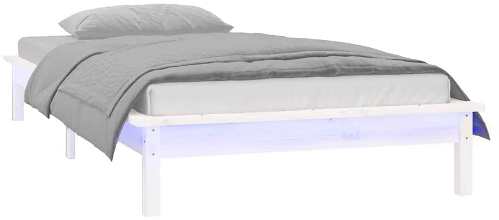 Lovos rėmas su LED, baltas, 75x190cm, mediena, vienvietis