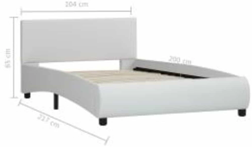 Lovos rėmas su LED, baltos spalvos, 100x200cm, dirbtinė oda