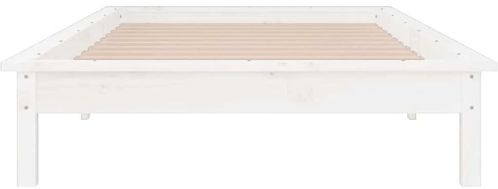Lovos rėmas su LED, baltos spalvos, 100x200cm, medienos masyvas